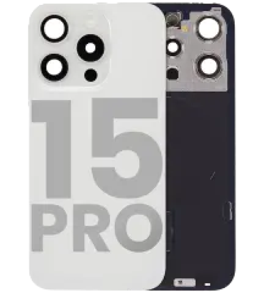 Apple iPhone 15 Pro Back Cover with Magnet Bezel (without NFC & Flash Flex) - White Titanium OEM-Equivalent