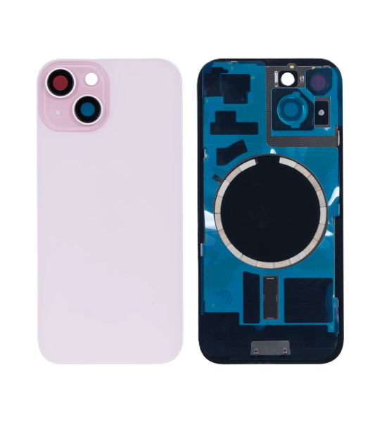 Apple iPhone 15 Plus Back Cover with Magnet Bezel (without NFC & Flash Flex) - Pink OEM-Equivalent