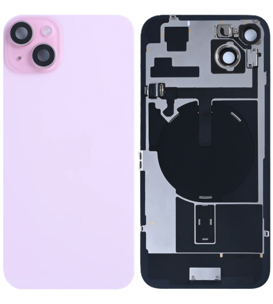 Apple iPhone 15 Plus Back Cover with Magnet Bazel incl NFC and Flash Flex - Pink OEM-Equivalent