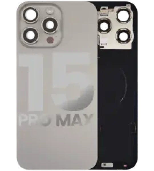 Apple iPhone 15 Pro Max Back Cover with Magnet Bazel incl NFC and Flash Flex - Natural Titanium OEM-Equivalent