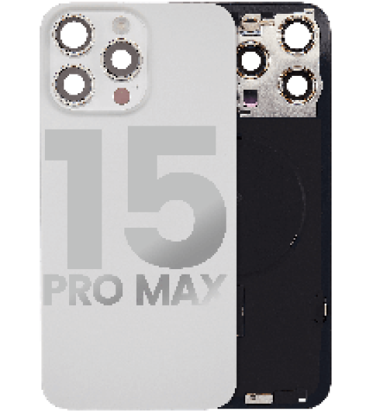 Apple iPhone 15 Pro Max Back Cover with Magnet Bezel (without NFC & Flash Flex) - White Titanium OEM-Equivalent