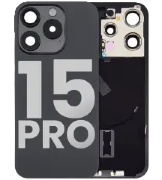 Apple iPhone 15 Pro Back Cover with Magnet Bezel (without NFC & Flash Flex) - Black Titanium OEM-Equivalent