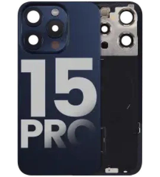 Apple iPhone 15 Pro Back Cover with Magnet Bezel (without NFC & Flash Flex) - Blue Titanium OEM-Equivalent