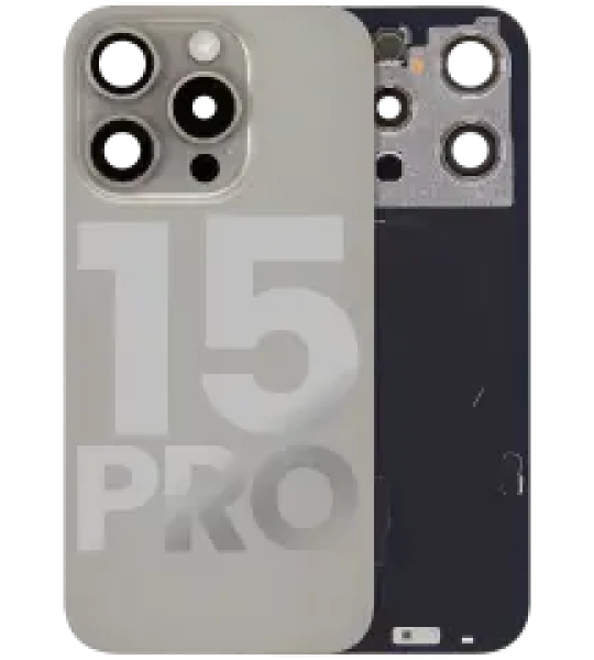 Apple iPhone 15 Pro Back Cover with Magnet Bezel (without NFC & Flash Flex) - Natural Titanium OEM-Equivalent