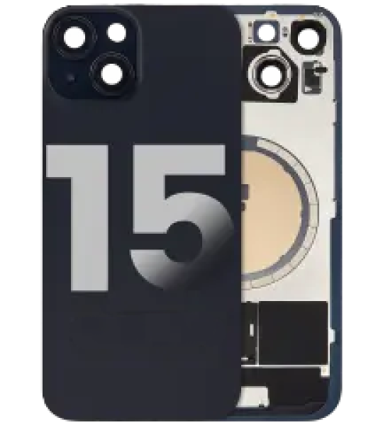Apple iPhone 15 Back Cover with Magnet Bezel (without NFC & Flash Flex) - Black OEM-Equivalent