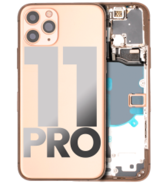 Apple iPhone 11 Pro Housing with Small Parts (No Charger Flex) - Gold Pulled A