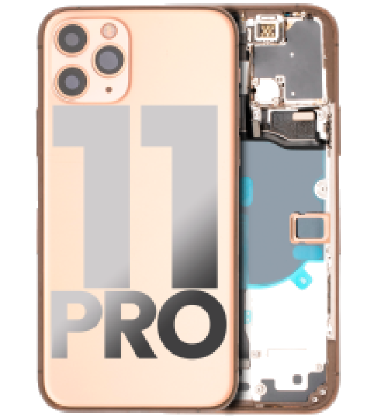 Apple iPhone 11 Pro Housing with Small Parts (No Charger Flex) - Gold Pulled B