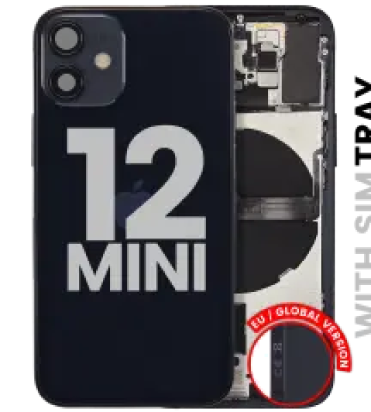 Apple iPhone 12 Mini Housing with Small Parts (No Charger Flex) - Black Pulled B