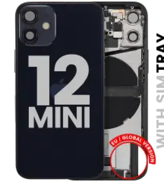 Apple iPhone 12 Mini Housing with Small Parts - Black Pulled A