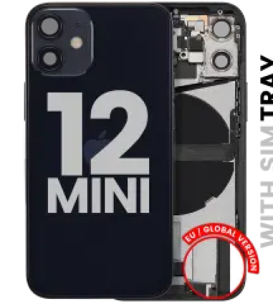 Apple iPhone 12 Mini Housing with Small Parts - Black Pulled B
