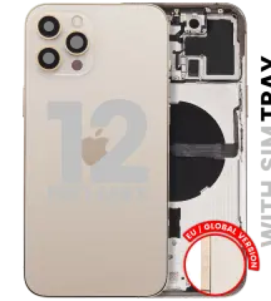 Apple iPhone 12 Pro Max Housing with Small Parts (No Charger Flex) - Gold Pulled B