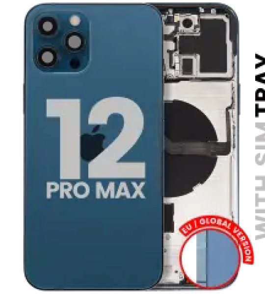 Apple iPhone 12 Pro Max Housing with Small Parts (No Charger Flex) - Pacific Blue Pulled B