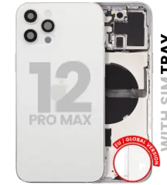 Apple iPhone 12 Pro Max Housing with Small Parts (No Charger Flex) - Silver Pulled A