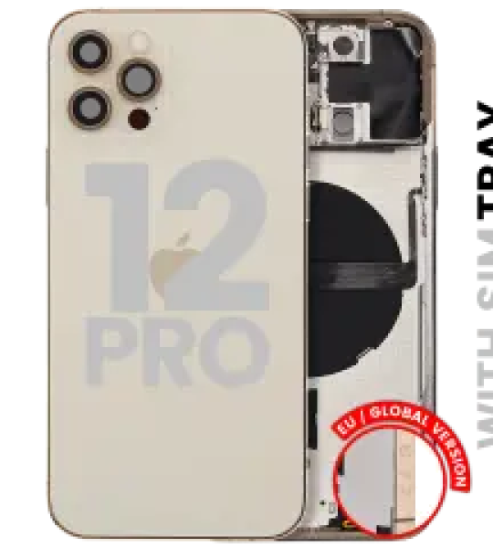 Apple iPhone 12 Pro Housing with Small Parts (No Charger Flex) - Gold Pulled B