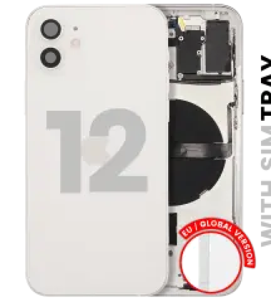 Apple iPhone 12 Housing with Small Parts (No Charger Flex) - White Pulled A