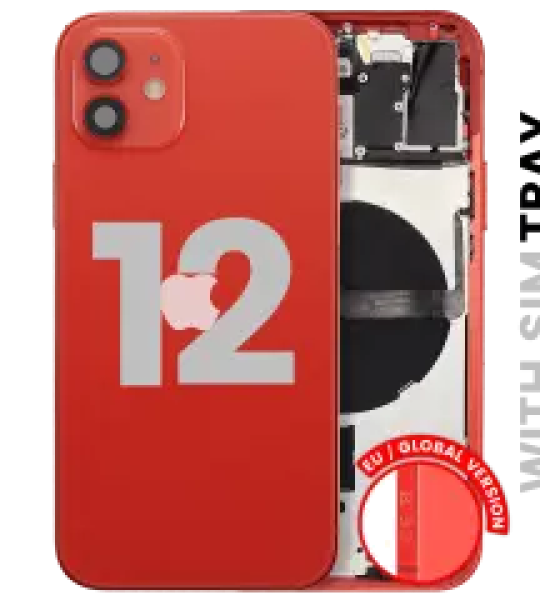 Apple iPhone 12 Middle Frame with Small Parts (No Charger Flex) - Red Pulled C