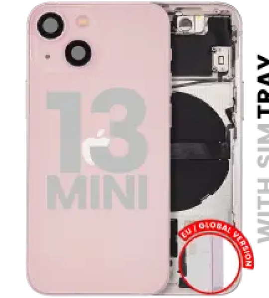 Apple iPhone 13 Mini Housing with Small Parts (No Charger Flex) - Pink Pulled A
