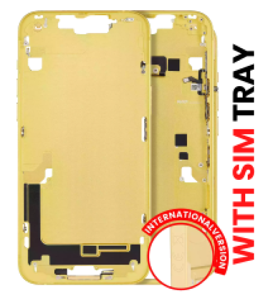 Apple iPhone 14 Plus Middle Frame with Small Parts (No Charger Flex) - Yellow AM Plus