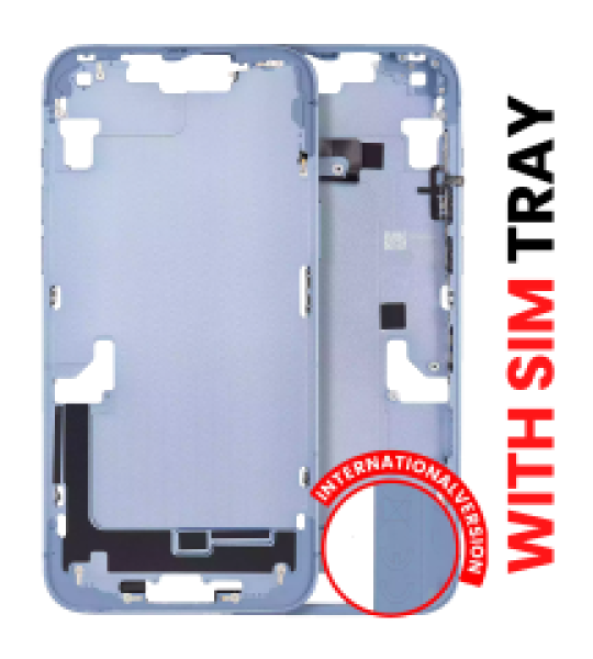 Apple iPhone 14 Plus Middle Frame with Small Parts (No Charger Flex) - Blue AM Plus