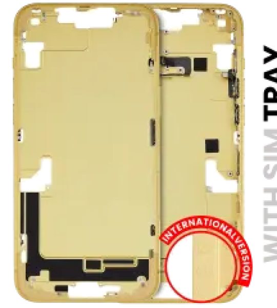Apple iPhone 14 Plus Middle Frame with Small Parts (No Charger Flex) - Yellow Pulled A