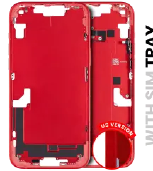 Apple iPhone 14 Plus Middle Frame with Small Parts (No Charger Flex) - Red Pulled A