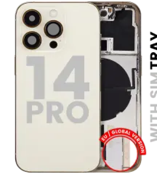 Apple iPhone 14 Pro Housing with Small Parts (No Charger Flex) - Gold Pulled B