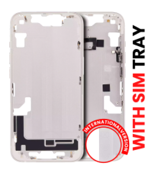 Apple iPhone 14 Middle Frame with Small Parts (No Charger Flex) - Starlight AM Plus