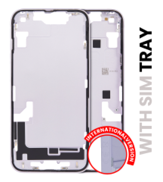 Apple iPhone 14 Middle Frame with Small Parts (No Charger Flex) - Purple Pulled A
