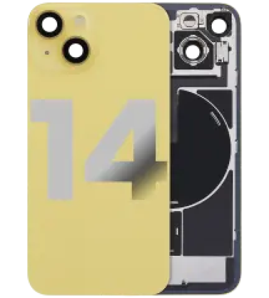 Apple iPhone 14 Back Cover with Magnet Bazel incl NFC and Flash Flex - Yellow Pulled A