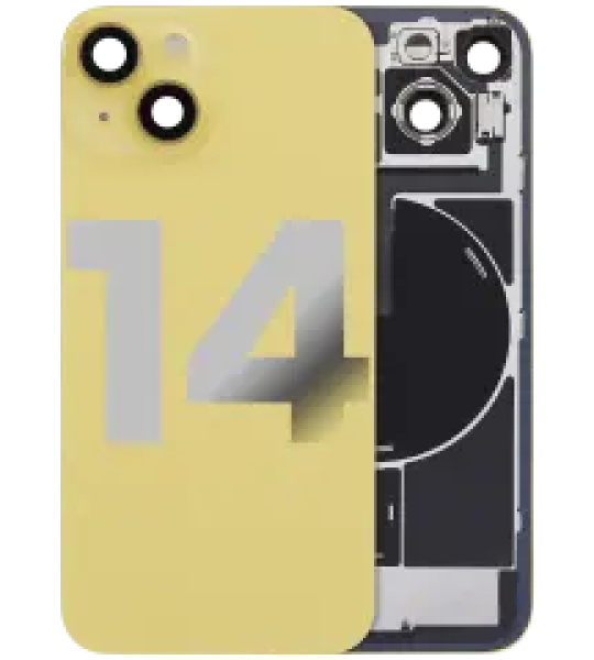 Apple iPhone 14 Back Cover with Magnet Bazel incl NFC and Flash Flex - Yellow Pulled C