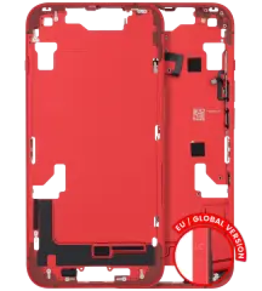 Apple iPhone 14 Middle Frame with Small Parts (No Charger Flex) - Red Pulled C