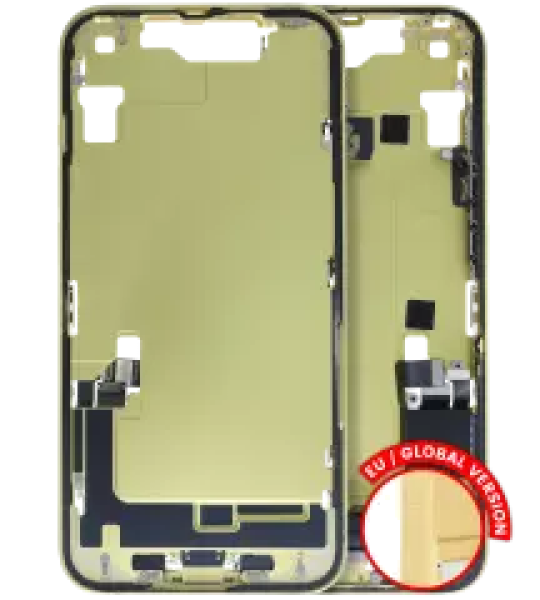 Apple iPhone 14 Middle Frame with Small Parts - Yellow Pulled B