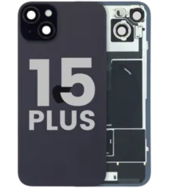 Apple iPhone 15 Plus Back Cover with Magnet Bazel incl NFC and Flash Flex - Black Pulled C