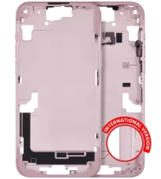Apple iPhone 15 Plus Middle Frame with Small Parts (No Charger Flex) - Pink Pulled A