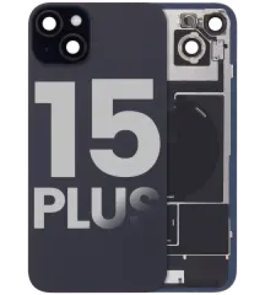 Apple iPhone 15 Plus Back Cover with Magnet Bazel incl NFC and Flash Flex - Black Pulled B