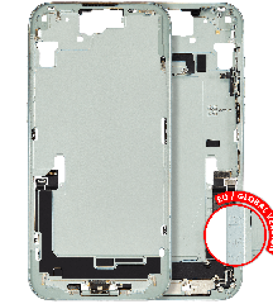 Apple iPhone 15 Plus Middle Frame with Small Parts - Green Pulled C