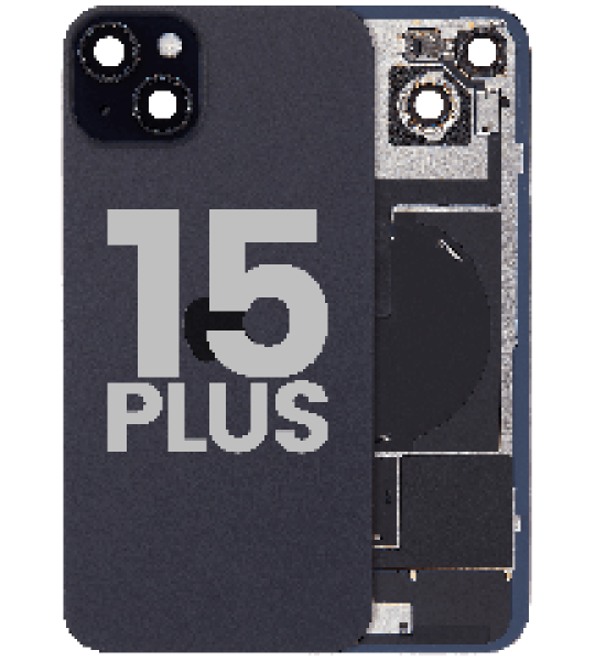 Apple iPhone 15 Plus Back Cover with Magnet Bazel incl NFC and Flash Flex - Black Pulled B