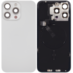 Apple iPhone 15 Pro Max Back Cover with Magnet Bazel incl NFC and Flash Flex - White Titanium Pulled A
