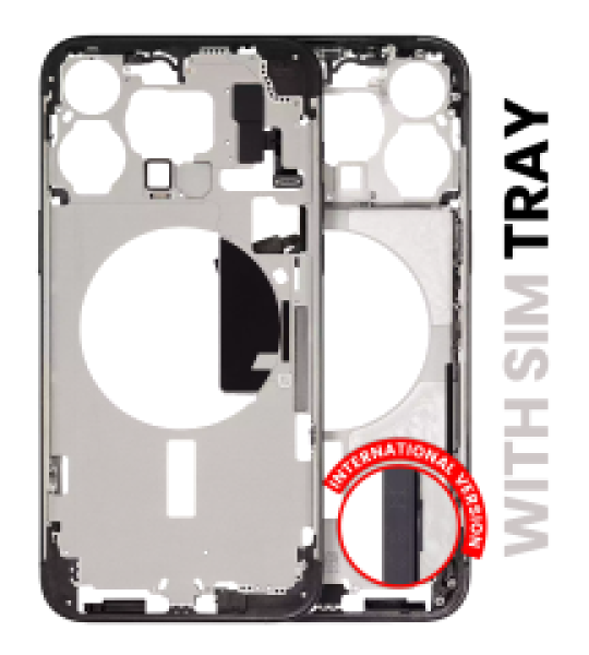 Apple iPhone 15 Pro Max Middle Frame with Small Parts (No Charger Flex) - Black Titanium Pulled A