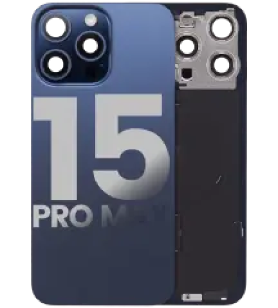 Apple iPhone 15 Pro Max Back Cover with Magnet Bazel incl NFC and Flash Flex - Blue Titanium Pulled B