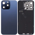 Apple iPhone 15 Pro Max Back Cover with Magnet Bazel incl NFC and Flash Flex - Blue Titanium Pulled B