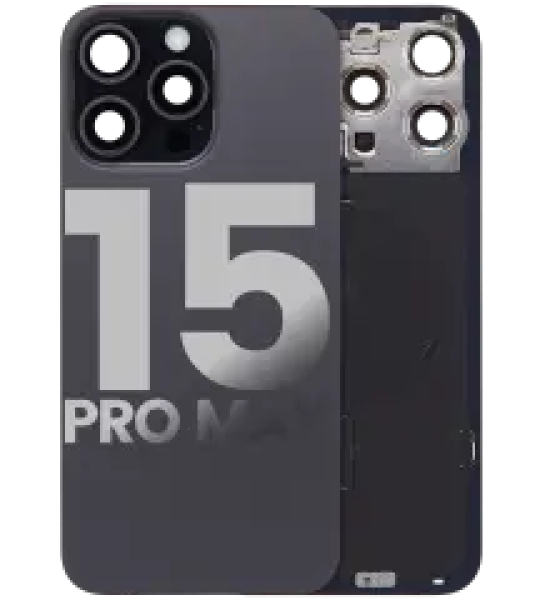Apple iPhone 15 Pro Max Back Cover with Magnet Bazel incl NFC and Flash Flex - Black Titanium Pulled B