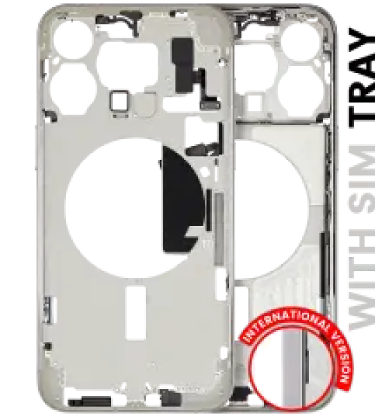 Apple iPhone 15 Pro Max Middle Frame with Small Parts (No Charger Flex) - White Titanium Pulled C