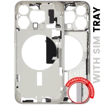 Apple iPhone 15 Pro Max Middle Frame with Small Parts (No Charger Flex) - White Titanium Pulled C