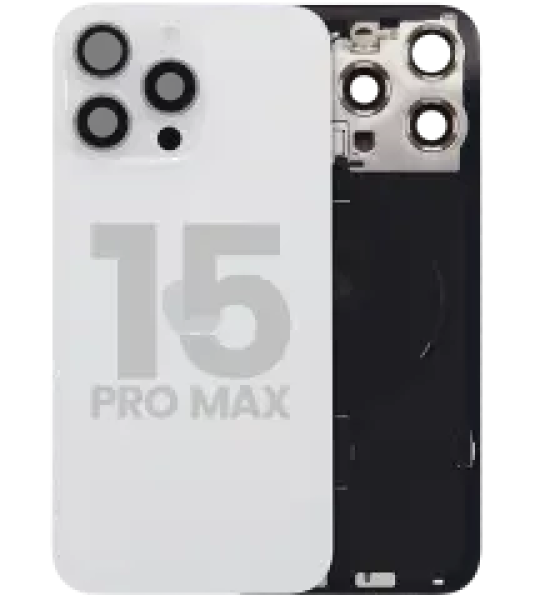 Apple iPhone 15 Pro Max Back Cover with Magnet Bazel incl NFC and Flash Flex - White Titanium Pulled A