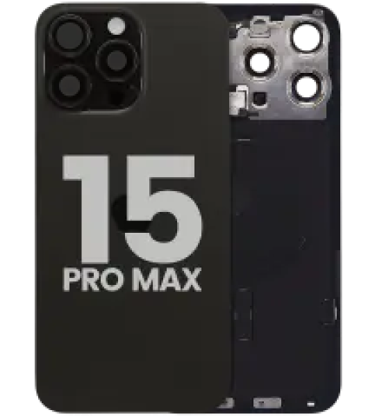 Apple iPhone 15 Pro Max Back Cover with Magnet Bazel incl NFC and Flash Flex - Black Titanium Pulled B