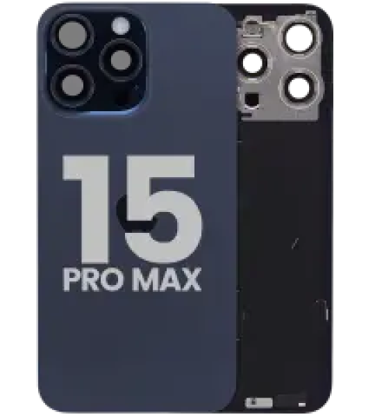 Apple iPhone 15 Pro Max Back Cover with Magnet Bazel incl NFC and Flash Flex - Blue Titanium Pulled C