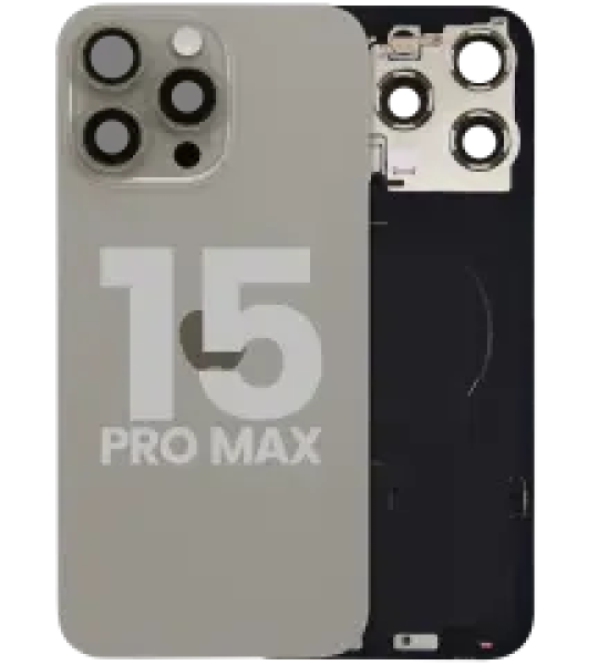 Apple iPhone 15 Pro Max Back Cover with Magnet Bazel incl NFC and Flash Flex - Natural Titanium Pulled C
