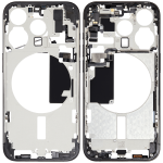 Apple iPhone 15 Pro Middle Frame with Small Parts (No Charger Flex) - Black Titanium Pulled A