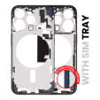 Apple iPhone 15 Pro Middle Frame with Small Parts (No Charger Flex) - Blue Titanium Pulled A